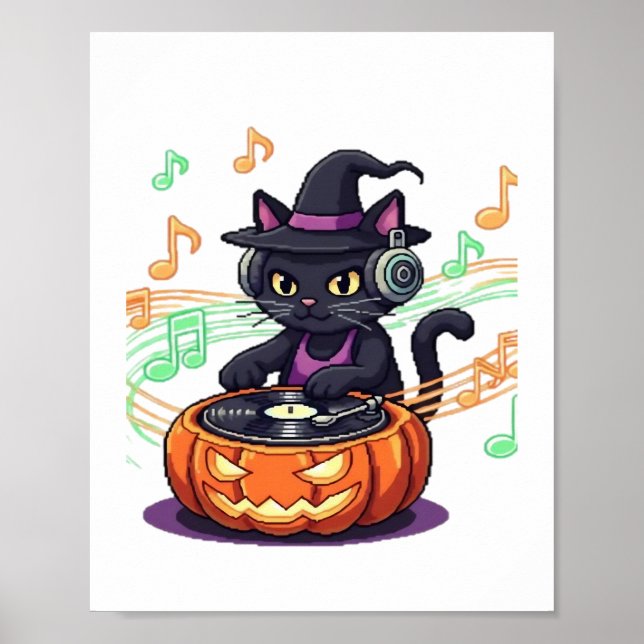 Poster Dj cat halloween Oversize T Shirt (Frente)