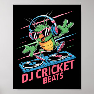 Poster Dj Cricket Beats Música Groovy Divertida
