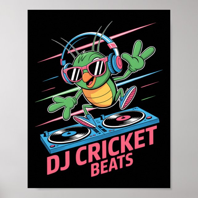 Poster Dj Cricket Beats Música Groovy Divertida  (Frente)