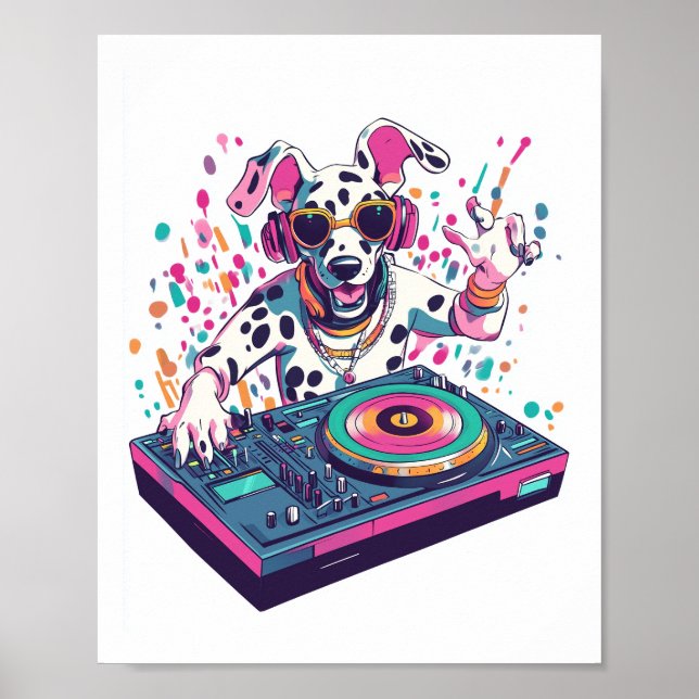 Poster DJ Dalmata � Festa Rave de EDM Cachorro (Frente)