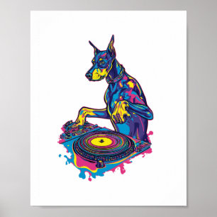 Poster DJ Doberman - Vibe de Clube Cachorro de Festa