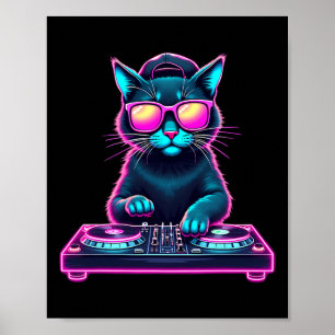 Poster Dj House Cat Rainbow Dj Cat Gatinho