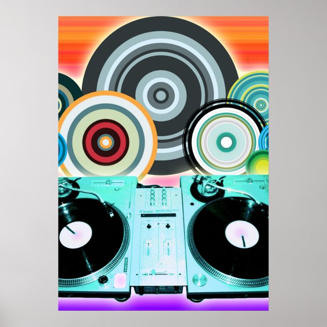 Póster DJ Turntable Circles (Frente)
