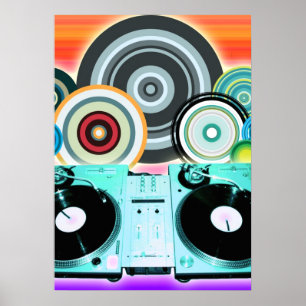 Póster DJ Turntable Circles