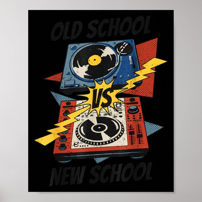 Poster DJ Velho vs Nova Escola Vinil Tocador de Discos Co (Frente)