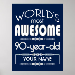 Póster do 90 do aniversário dos mundos azul escuro
