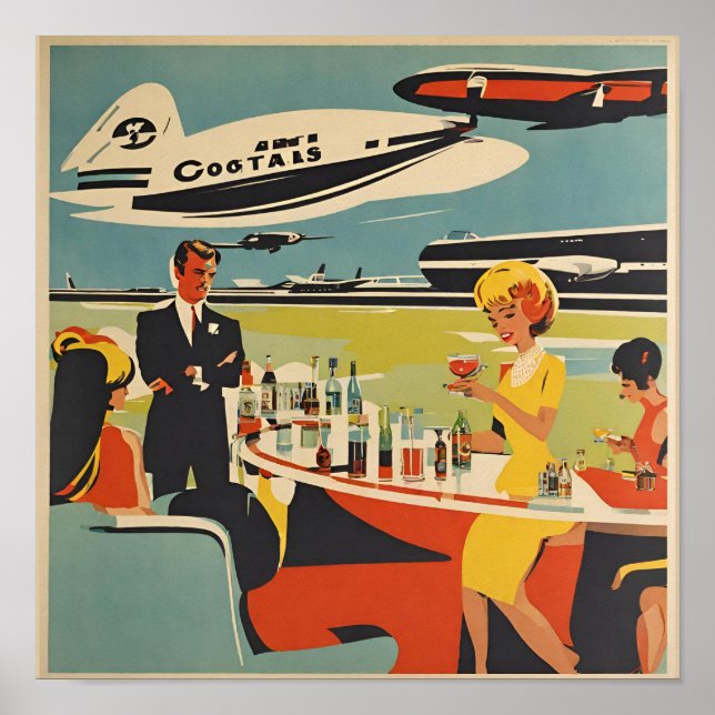 poster do aeroporto dos anos 60, cocktails (Frente)