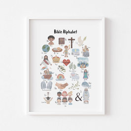 Poster do alfabeto bíblico das Crianças de Aquarel
