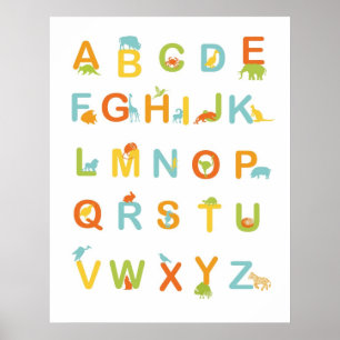 Poster do alfabeto com cores ensolaradas