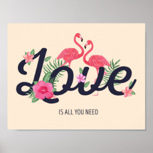 Poster do amor do flamingo