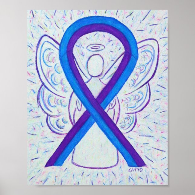 Poster do Anjo da Fita de Consciência Azul e Roxo (Frente)