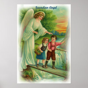 Poster do anjo-da-guarda do vintage