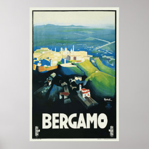 Poster do anúncio do viagem de Bergamo Italia do