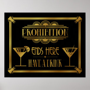 Póster Do art deco da PROIBIÇÃO das EXTREMIDADES estilo