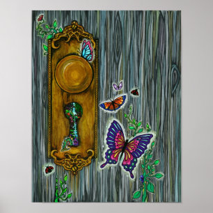 Póster Do "arte do buraco da fechadura da borboleta da