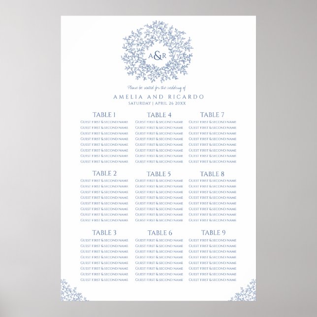Poster do assento do casamento do círculo das folh (Frente)