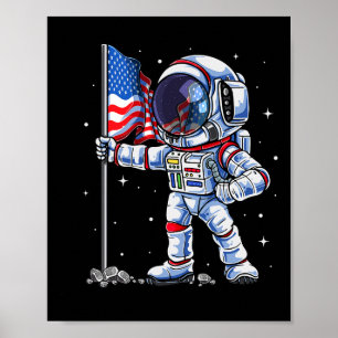 Poster Do Astronauta Americano Flag Funny Patrioti