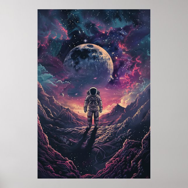 Poster do Astronauta do Explorador de Espaço (Frente)