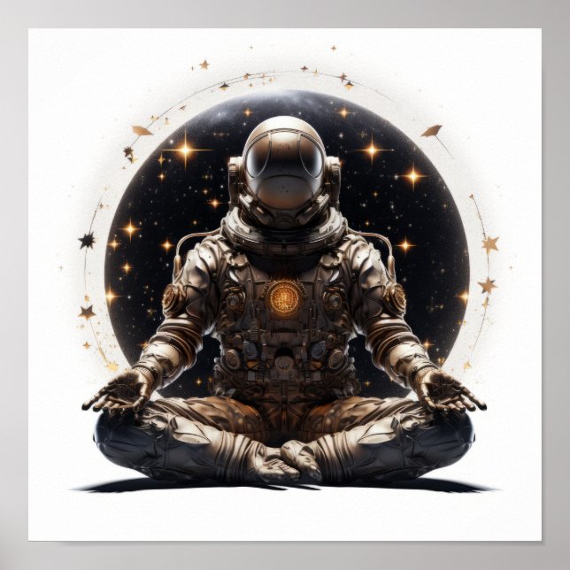 Poster do Astronauta Zen - Meditação Buda no Espaç (Frente)