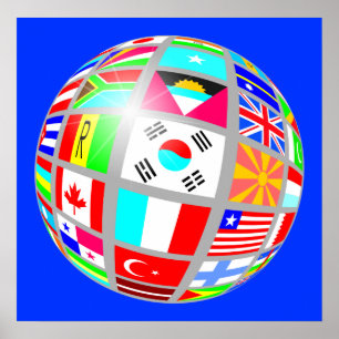 poster do azul do globo da bandeira