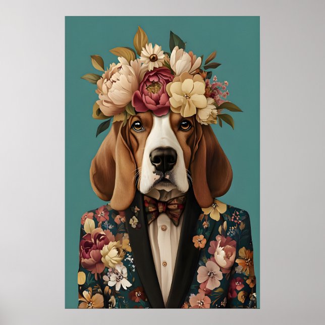 Poster do Basset Hound de Terno, Basset Hound (Frente)