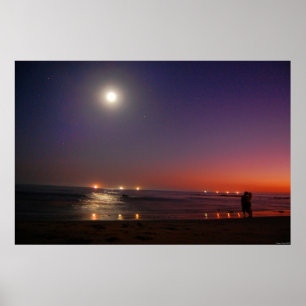 Poster do beijo do oceano da noite