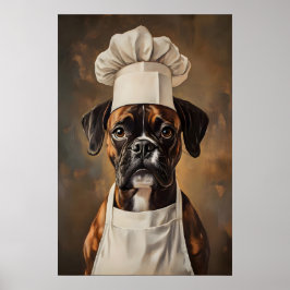 Poster do Boxer com Chapéu de Chef, Poster de Pet,