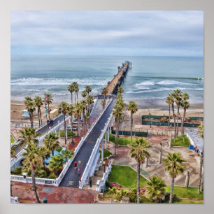 Poster do cais do perto do oceano