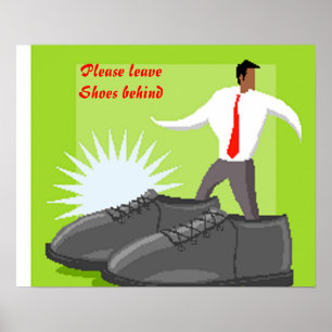 poster do calçado, por favor, seus calçados atrás