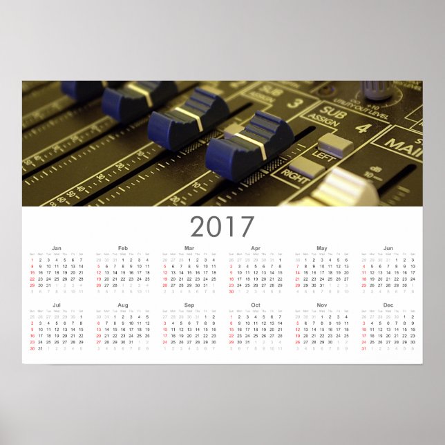 Poster do Calendário de Estúdio de Gravação 2017 (Frente)