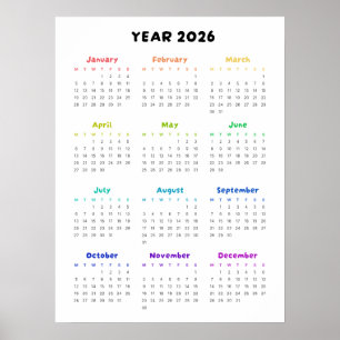 Poster do Calendário Minimalista do Rainbow 2026