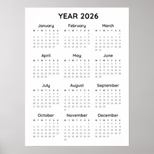 Poster do Calendário Minimalista do Rainbow 2026