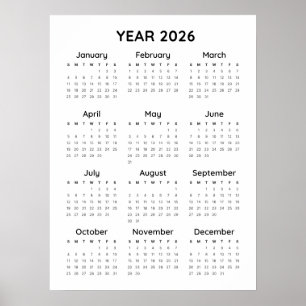 Poster do Calendário Minimalista do Rainbow 2026