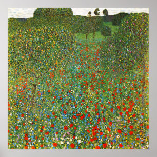 Poster do campo da papoila de Gustavo Klimt