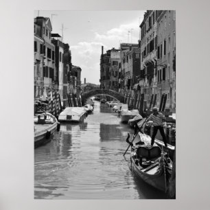 Poster do canal de Veneza preto e branco