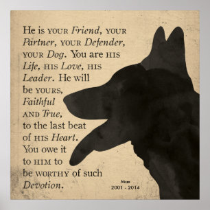 Poster do cão de german shepherd do vintage da