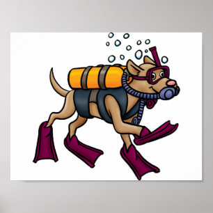 Poster do cão do mergulho autónomo