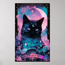 Poster do Cartão Tarot de Gato Negro