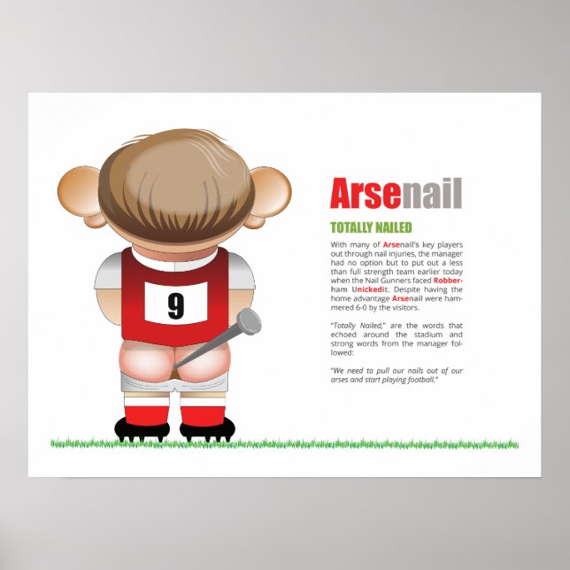Poster do Cartoon de Futebol ArseNail (Arsenal) (Frente)