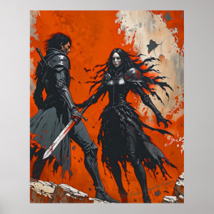 Poster do Cavaleiro Gótico - Arte Fantástica Escur