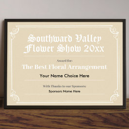 Poster do Certificado de Apresentação de Flores