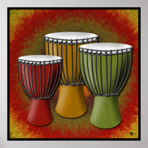 Poster do cilindro de Djembe do africano