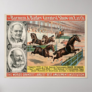 Poster do circo dos cavalos de raça do puro-sangu