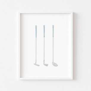 Poster do clube de golfe azul da Watercolor vintag