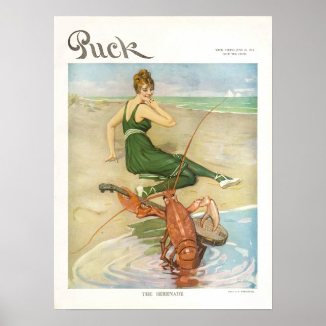 Poster do Cobrir da Revista Puck, 1914, Beach (Frente)