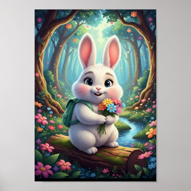 Poster do Coelhinho da Floresta com Mochila (Frente)