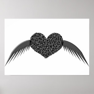 Poster do Coração de Amor Alado Gótico