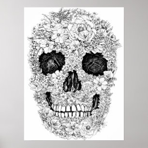 Poster do crânio da flor