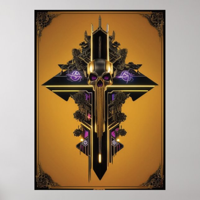 Poster do crânio gótico (Frente)