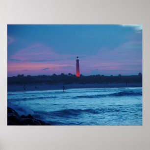 Poster do crepúsculo do farol da entrada de Ponce